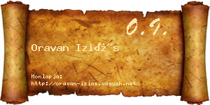 Oravan Iziás névjegykártya